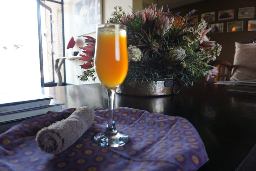 Welcome drink at Baobab Ridge