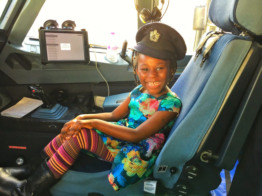 Girl in EasyJet cockpit