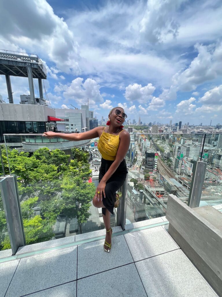 Black Woman On a Rooftop in Shibuya Tokyo