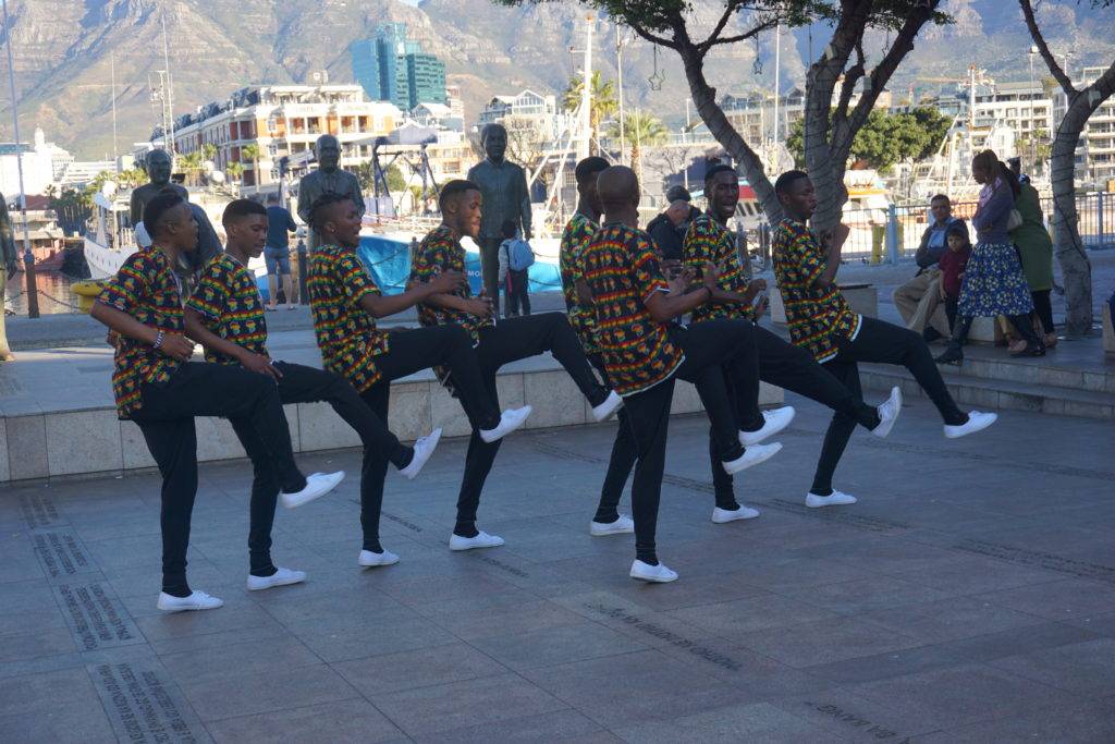 a street performance doing an acapella number at the V&A Waterfront.