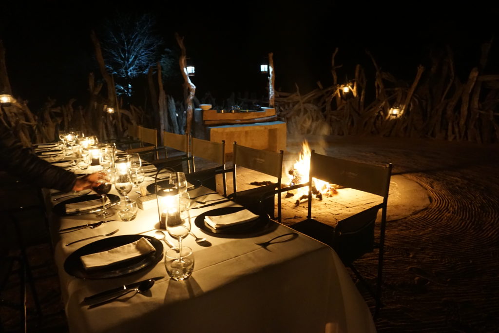 Boma Dinner set up at Baobab Lodge at Kruger National Park, South Africa