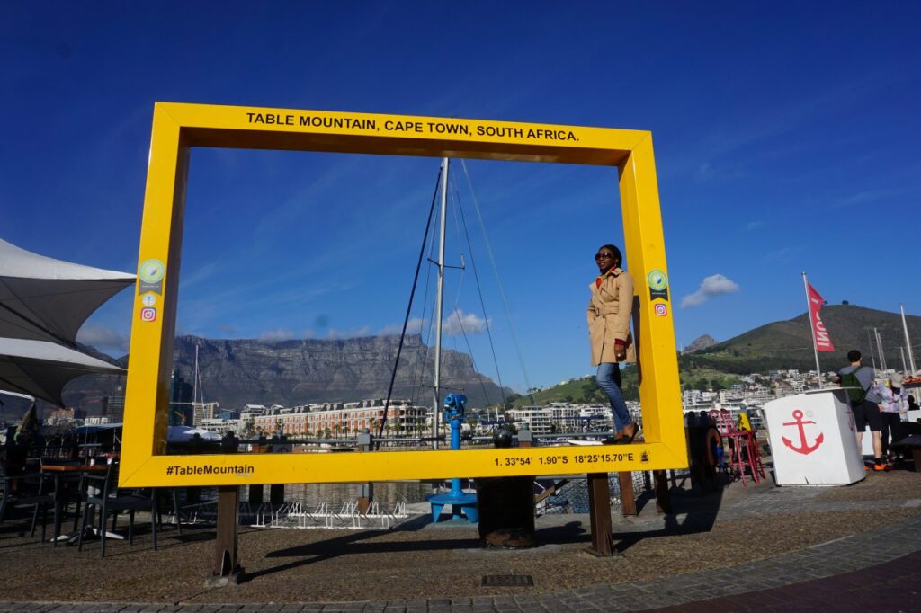 A view of Table Mountain from V&A Waterfront, Cape Town is a popular photo spot