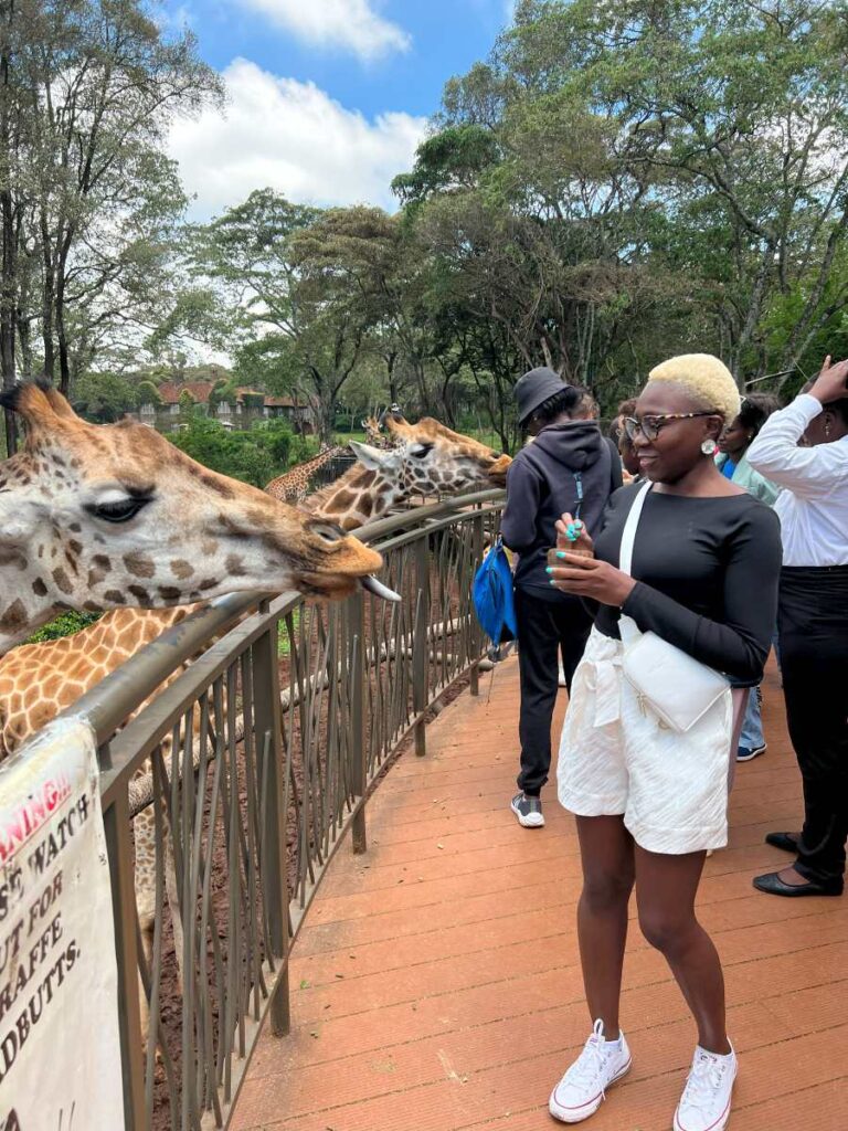 Feeding giraffe by hand is a must do activity on a 24 hour trip to Nairobi