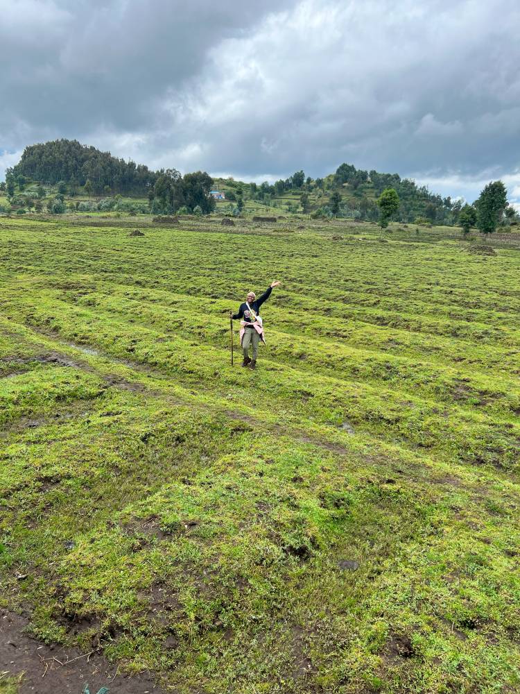 Dee on a one day trek in Rwanda to spot mountain gorillas