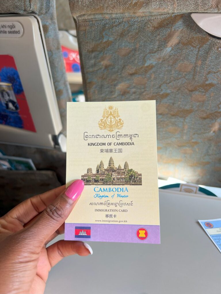 Immigration card of Cambodia