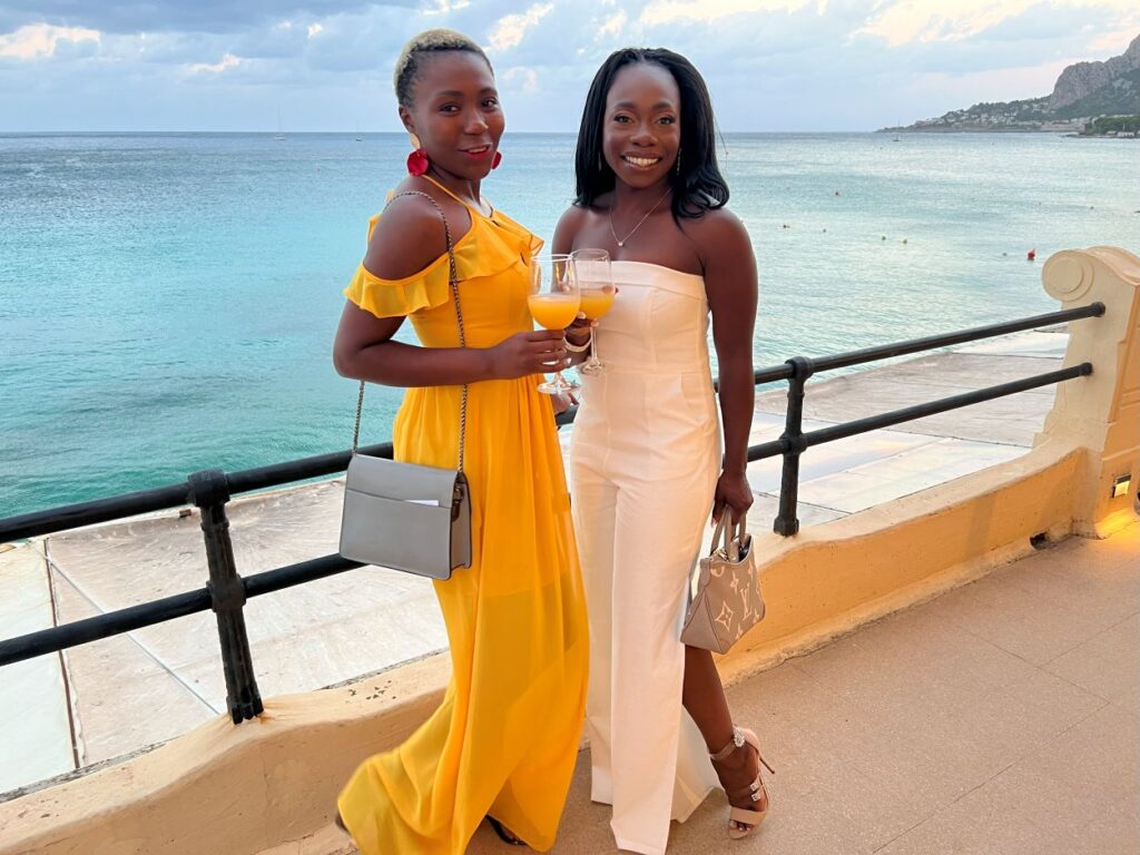 The bride is interviewed by a blogger on meticulously planning a destination wedding