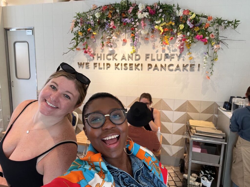 Patrons enjoying Kiseki Pancakes at Flipper's Cafe Shibuya