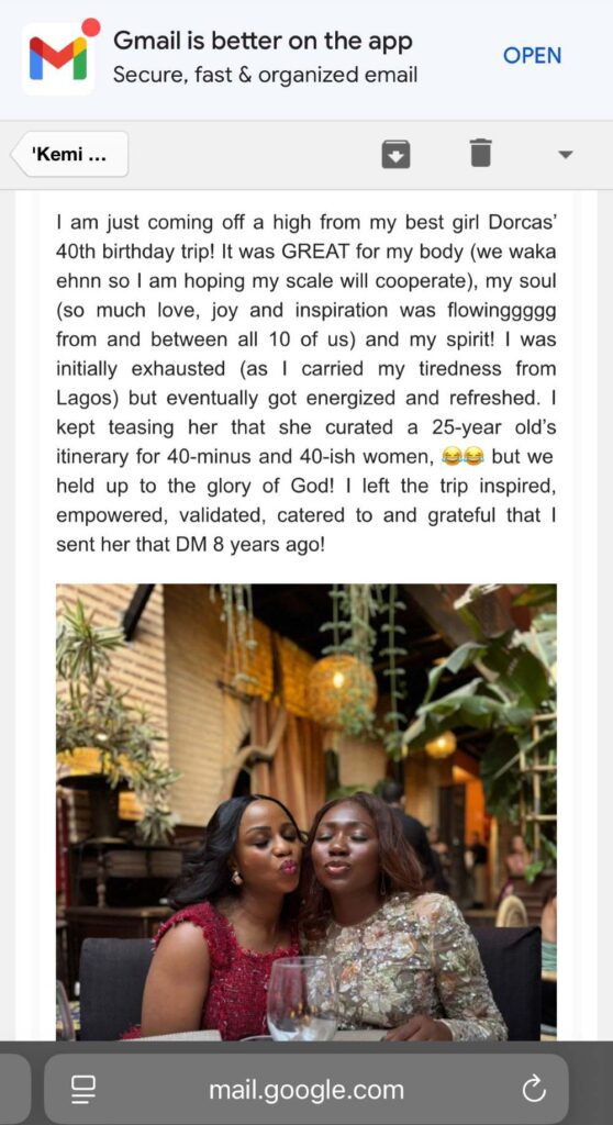 Dee's friend sharing her thoughts on the Marrakech trip with Dee and friends 