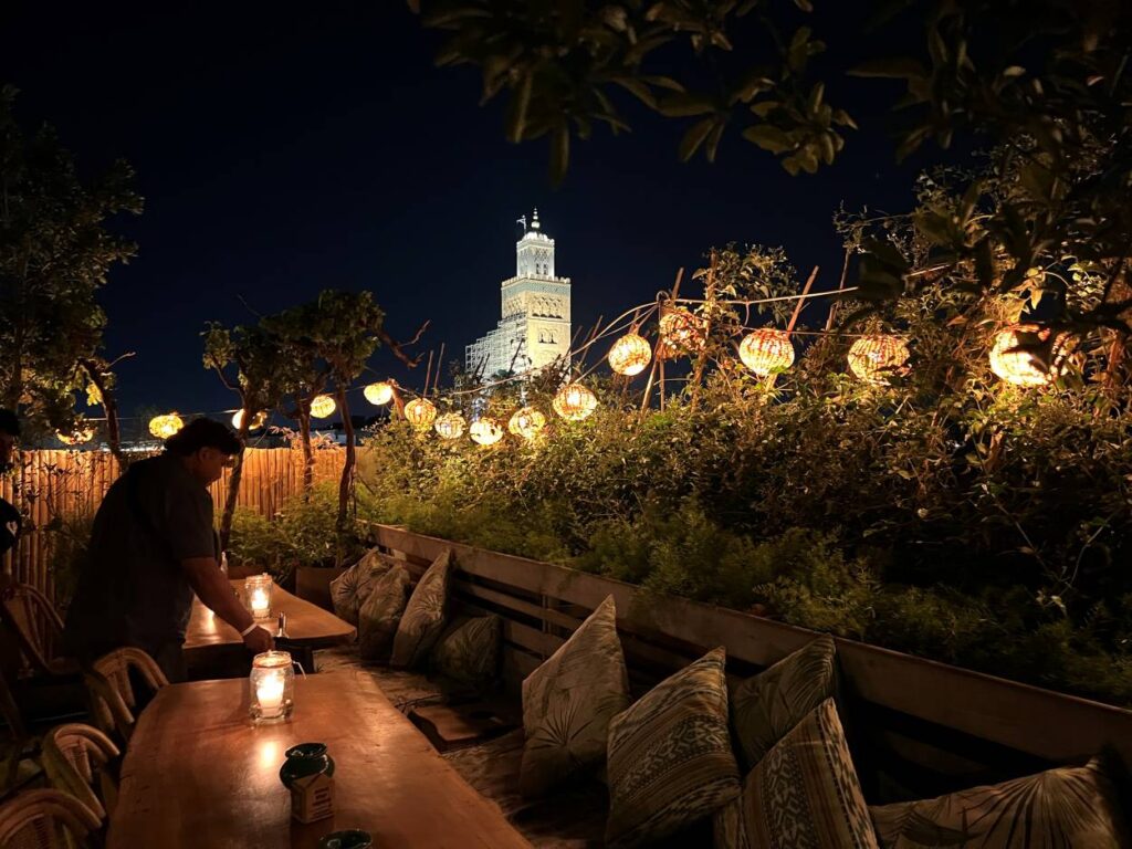 A rooftop dinner at Kabana is a top luxury activity to experience in Marrakech.