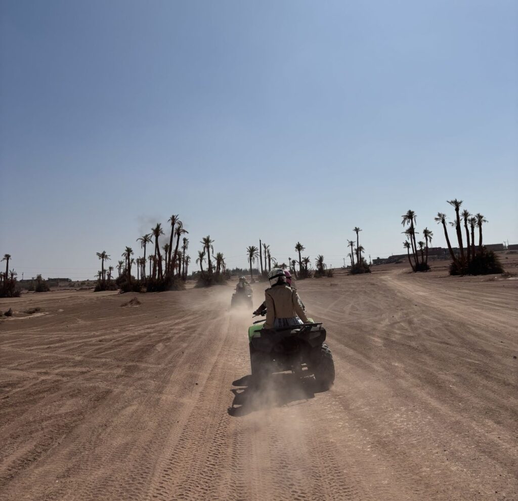 Palmeraie and Atlas mountains are popular destinations in Marrakech for quad biking.