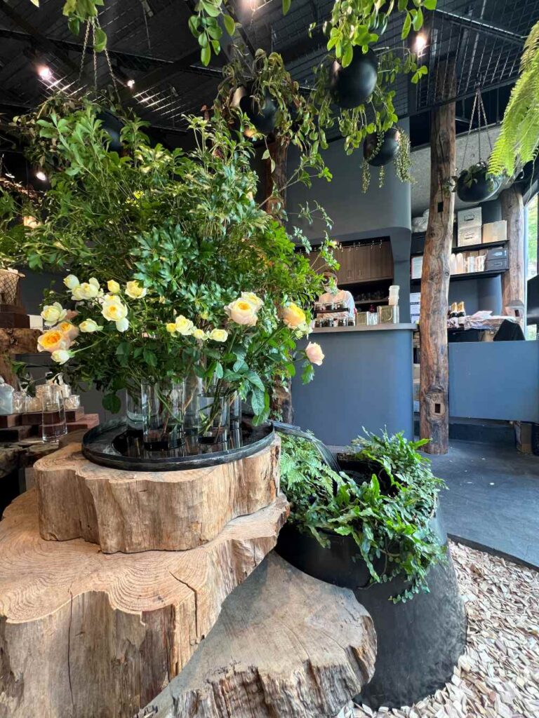 Elegant flower arrangement at Aoyama Flower Market taught at a workshop.