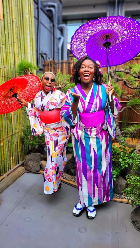 Woman dressed in a traditional Japanese kimono, highlighting cultural 40th birthday trip ideas in Japan