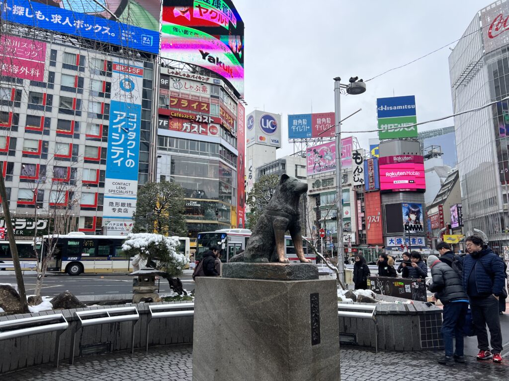 The Hachiko statue in Shibuya, Tokyo, is a famous photo spot for its historical narrative.