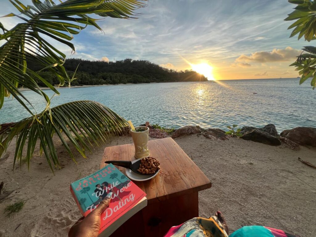 Witnessing a stunning sunset from the Likuliku Lagoon Resort property, a luxury stay in Fiji.
